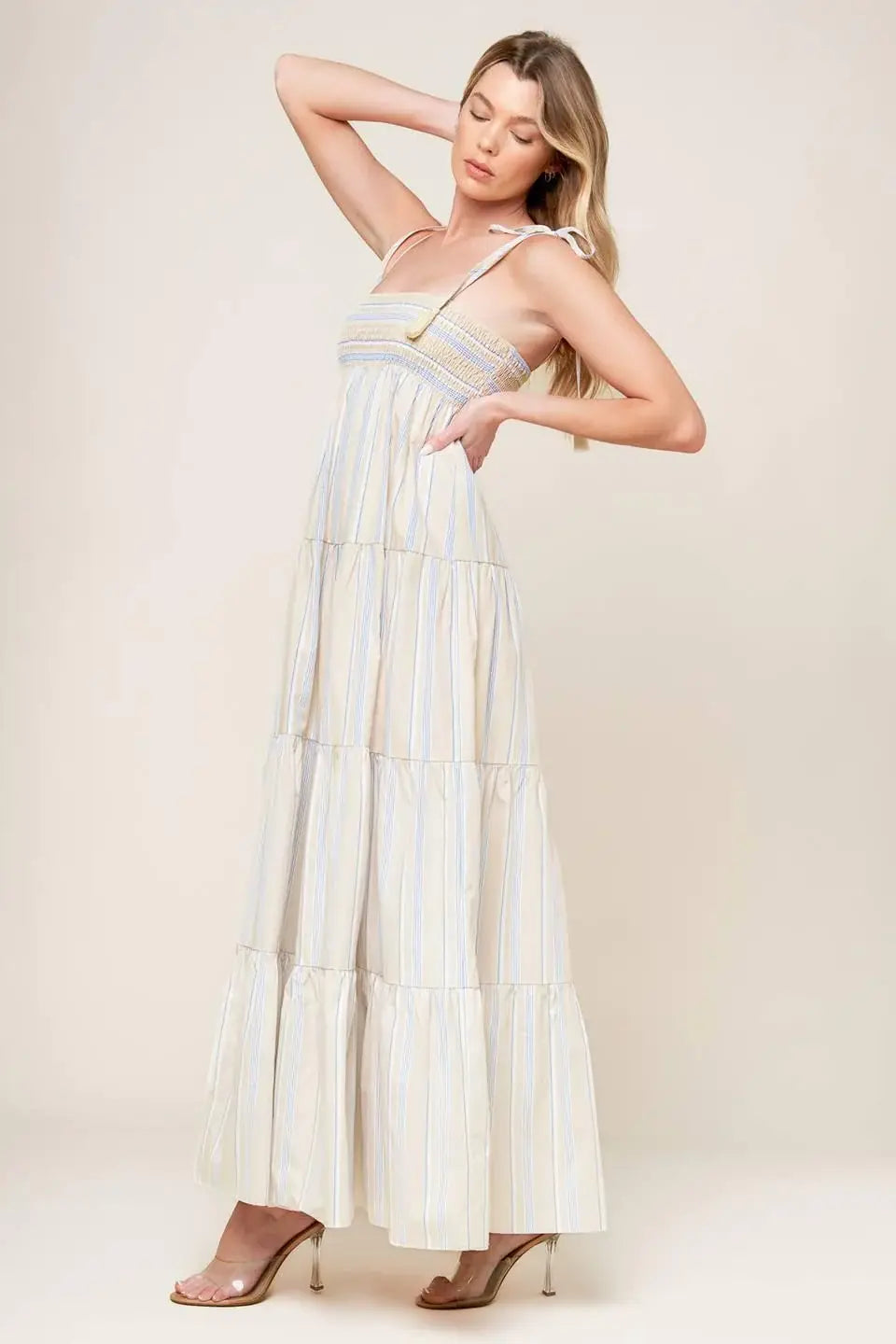 WAVES OF LIFT WOVEN MAXI DRESS - Flying Tomato - Flyclothing LLC