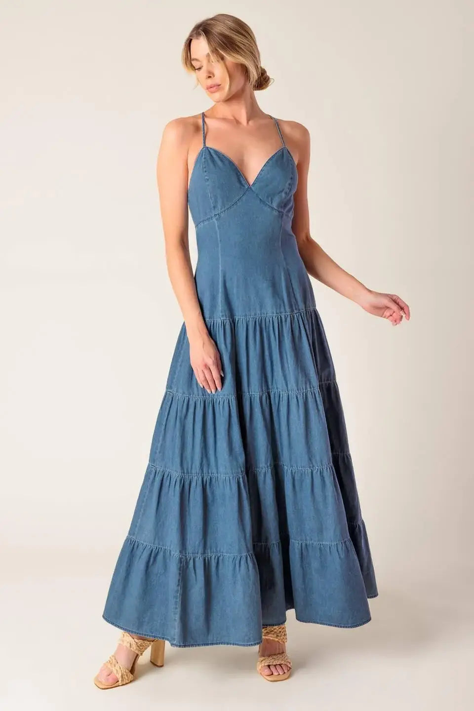 SUNDAY BEST CHAMBRAY MIDI DRESS - Flying Tomato - Flyclothing LLC