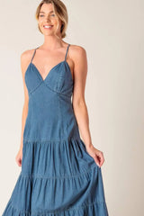 SUNDAY BEST CHAMBRAY MIDI DRESS - Flying Tomato - Flyclothing LLC