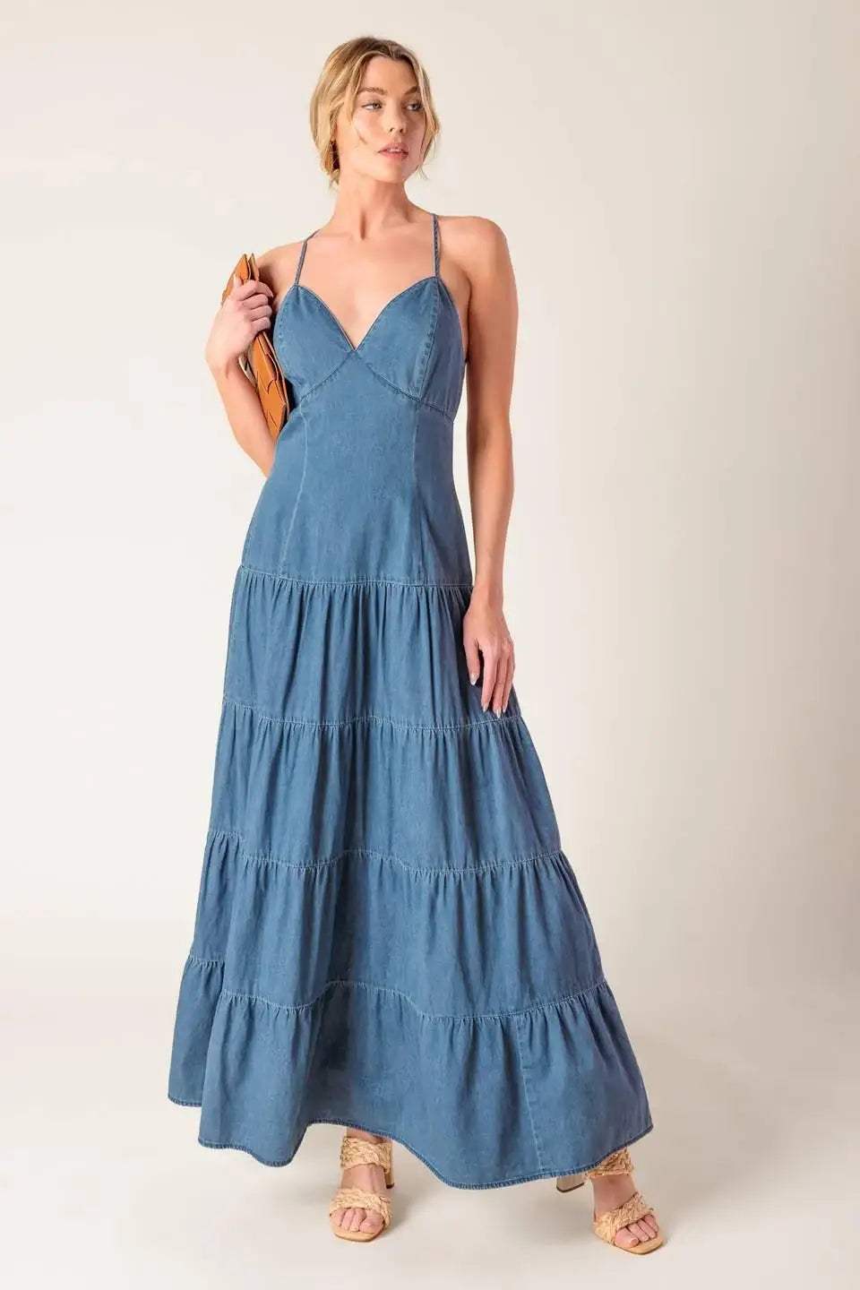 SUNDAY BEST CHAMBRAY MIDI DRESS - Flying Tomato - Flyclothing LLC