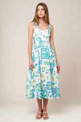 ON THE MOVE BLUE WOVEN MIDI DRESS - Flying Tomato - Flyclothing LLC