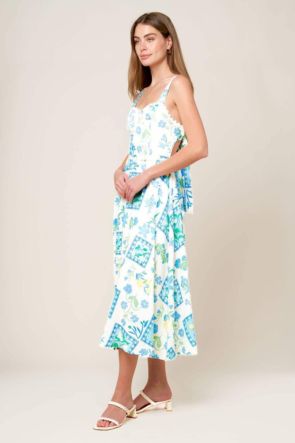 ON THE MOVE BLUE WOVEN MIDI DRESS - Flying Tomato - Flyclothing LLC