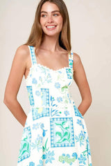 ON THE MOVE BLUE WOVEN MIDI DRESS - Flying Tomato - Flyclothing LLC