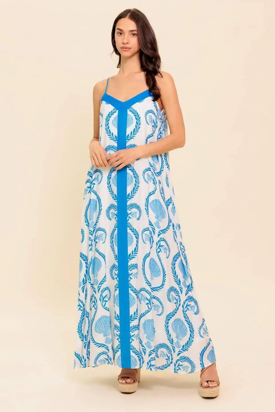 WEEKEND GETAWAY BLUE WOVEN MAXI DRESS - Flying Tomato - Flyclothing LLC