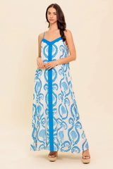 WEEKEND GETAWAY BLUE WOVEN MAXI DRESS - Flying Tomato - Flyclothing LLC