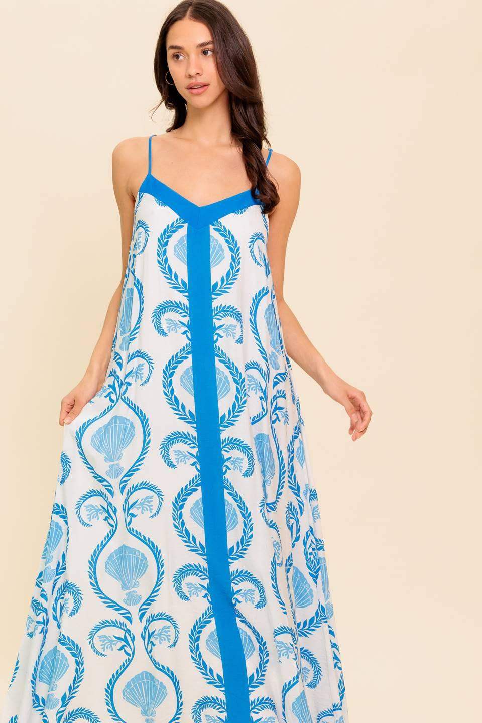 WEEKEND GETAWAY BLUE WOVEN MAXI DRESS - Flying Tomato - Flyclothing LLC