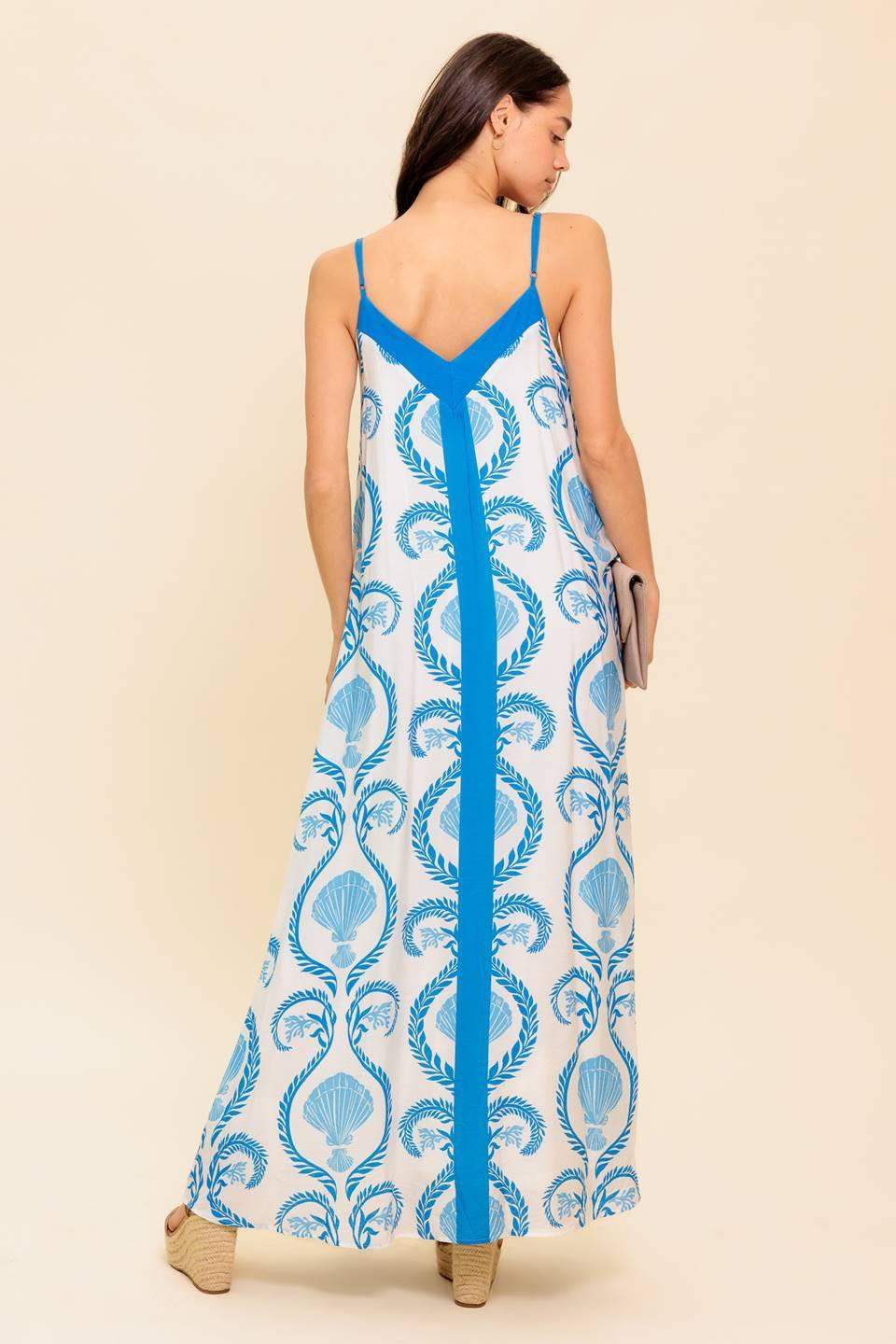 WEEKEND GETAWAY BLUE WOVEN MAXI DRESS - Flying Tomato - Flyclothing LLC