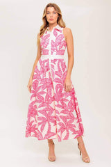 WHISPER IN BLOOM WOVEN MIDI DRESS - Flying Tomato - Flyclothing LLC