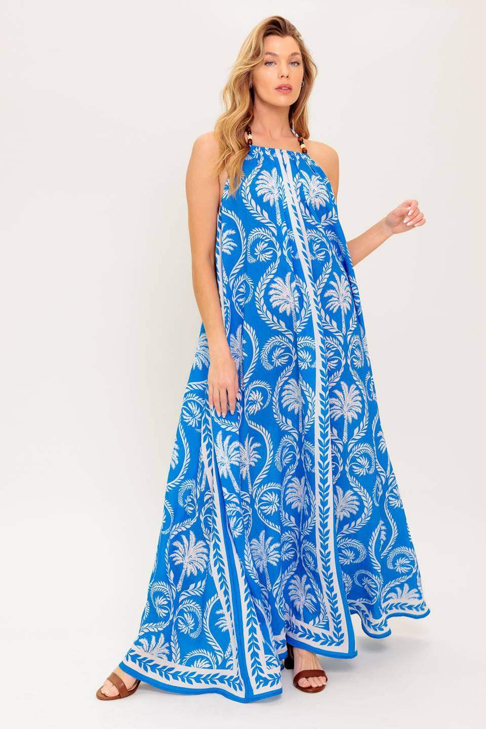 FOR THE DREAMERS BLUE WOVEN MAXI DRESS - Flying Tomato - Flyclothing LLC
