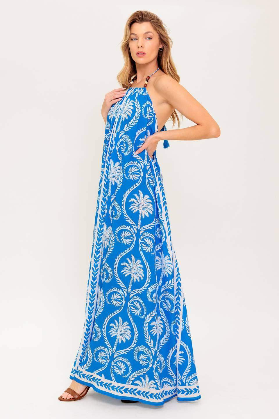 FOR THE DREAMERS BLUE WOVEN MAXI DRESS - Flying Tomato - Flyclothing LLC