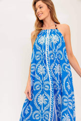 FOR THE DREAMERS BLUE WOVEN MAXI DRESS - Flying Tomato - Flyclothing LLC