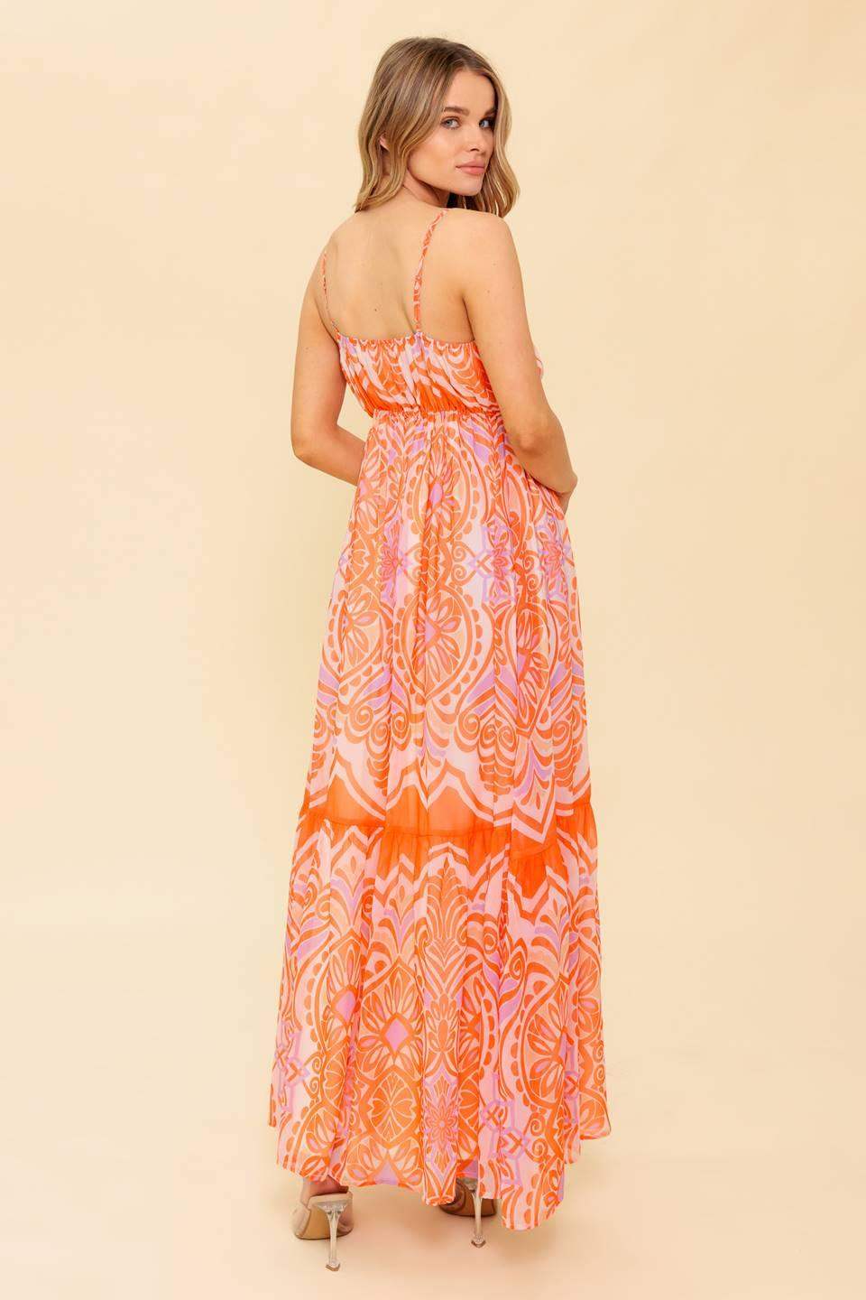 ROMANCE LANGUAGE CORAL WOVEN MAXI DRESS - Flying Tomato - Flyclothing LLC