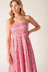 THE EVETTE PINK WOVEN MIDI DRESS - Flying Tomato - Flyclothing LLC