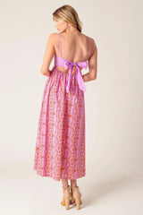 THE EVETTE PINK WOVEN MIDI DRESS - Flying Tomato - Flyclothing LLC