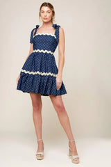DIVINELY DOTTED WOVEN MINI DRESS - Flying Tomato - Flyclothing LLC