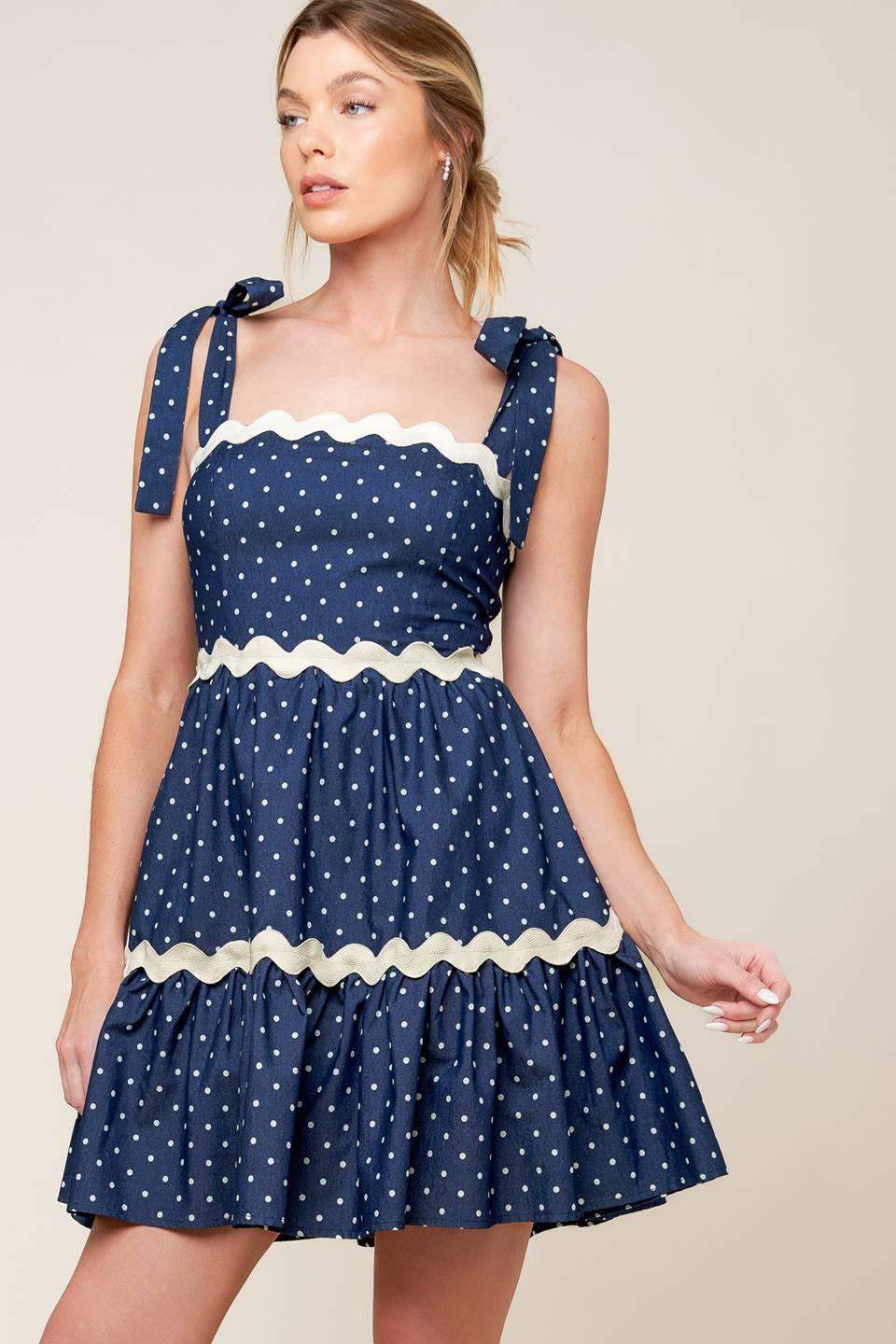 DIVINELY DOTTED WOVEN MINI DRESS - Flying Tomato - Flyclothing LLC