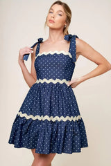 DIVINELY DOTTED WOVEN MINI DRESS - Flying Tomato - Flyclothing LLC