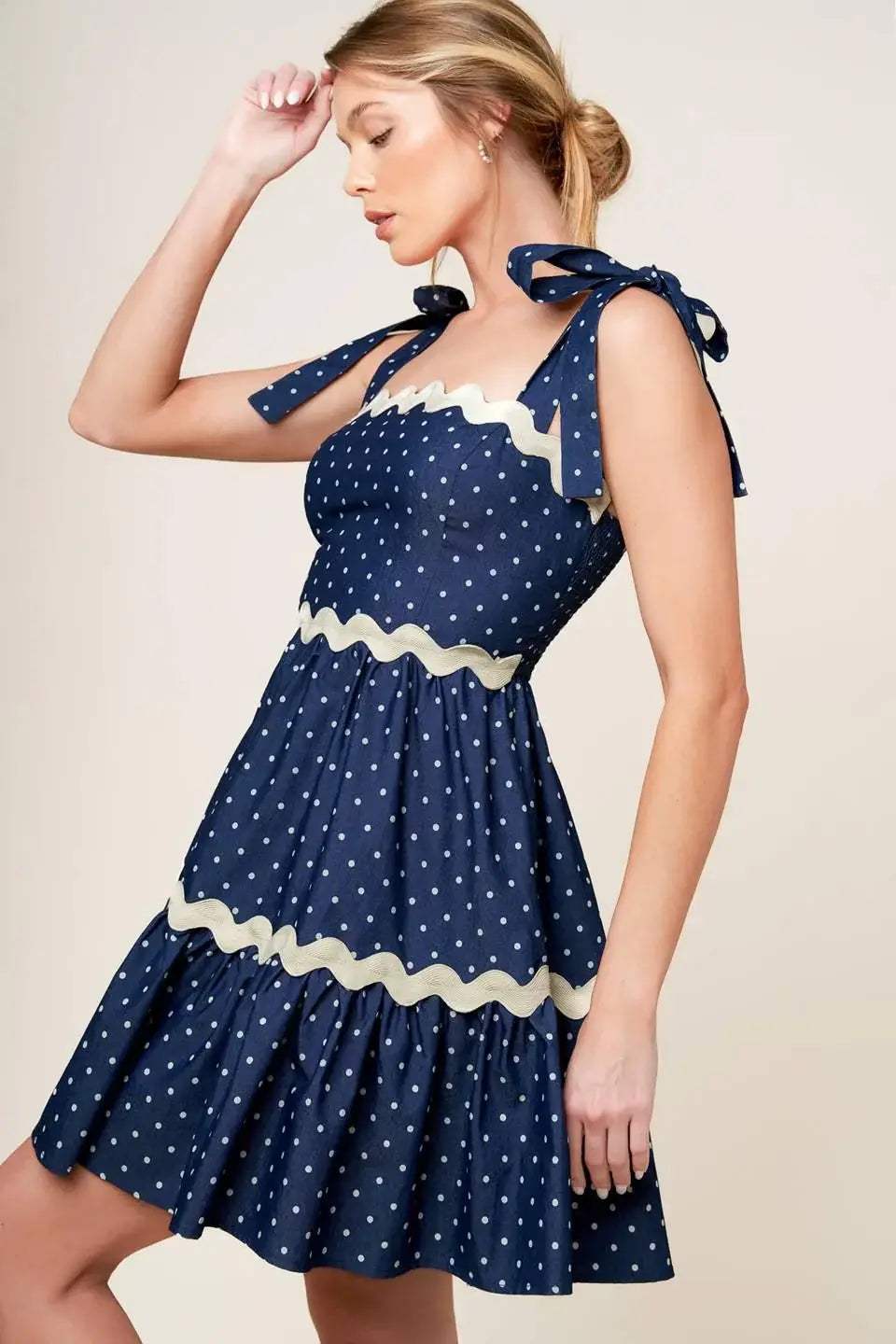DIVINELY DOTTED WOVEN MINI DRESS - Flying Tomato - Flyclothing LLC