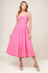 LET THE LIGHT PINK WOVEN MIDI DRESS - Flying Tomato - Flyclothing LLC