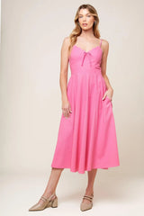 LET THE LIGHT PINK WOVEN MIDI DRESS - Flying Tomato - Flyclothing LLC