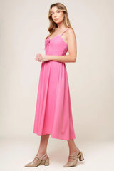 LET THE LIGHT PINK WOVEN MIDI DRESS - Flying Tomato - Flyclothing LLC