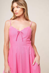 LET THE LIGHT PINK WOVEN MIDI DRESS - Flying Tomato - Flyclothing LLC
