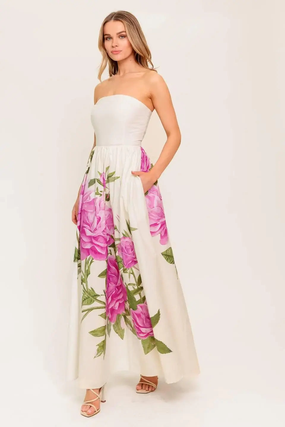 CAUGHT IN THE BREEZE FLORAL WOVEN MAXI DRESS - Flying Tomato - Flyclothing LLC