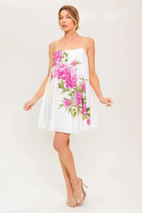 GARDEN WHISPERS PINK FLORAL WOVEN MINI DRESS - Flying Tomato - Flyclothing LLC