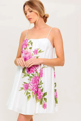 GARDEN WHISPERS PINK FLORAL WOVEN MINI DRESS - Flying Tomato - Flyclothing LLC