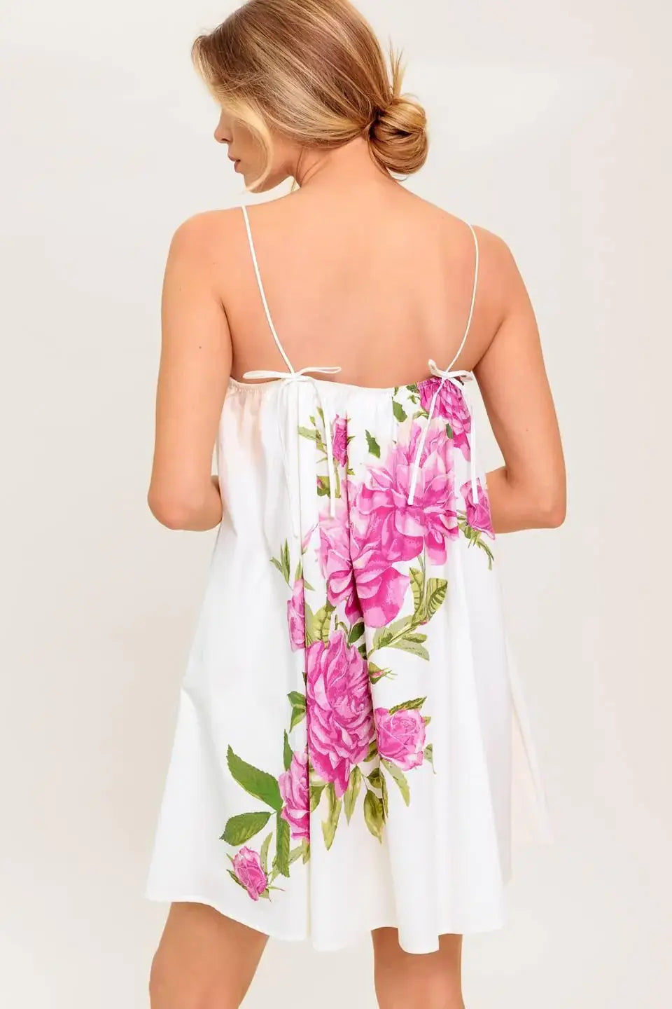 GARDEN WHISPERS PINK FLORAL WOVEN MINI DRESS - Flying Tomato - Flyclothing LLC