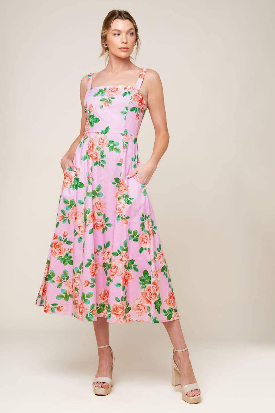 TIME FOR TEAM WOVEN MIDI DRESS - Flying Tomato - Flyclothing LLC