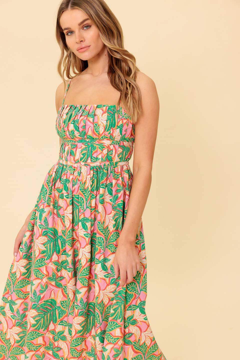 STORYTELLING WOVEN MIDI DRESS - Flying Tomato - Flyclothing LLC