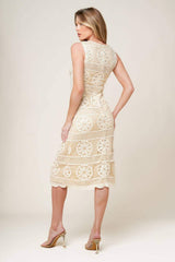 PRETTIEST ENERGY CREAM LACE MIDI DRESS - Flying Tomato - Flyclothing LLC