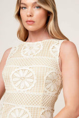 PRETTIEST ENERGY CREAM LACE MIDI DRESS - Flying Tomato - Flyclothing LLC