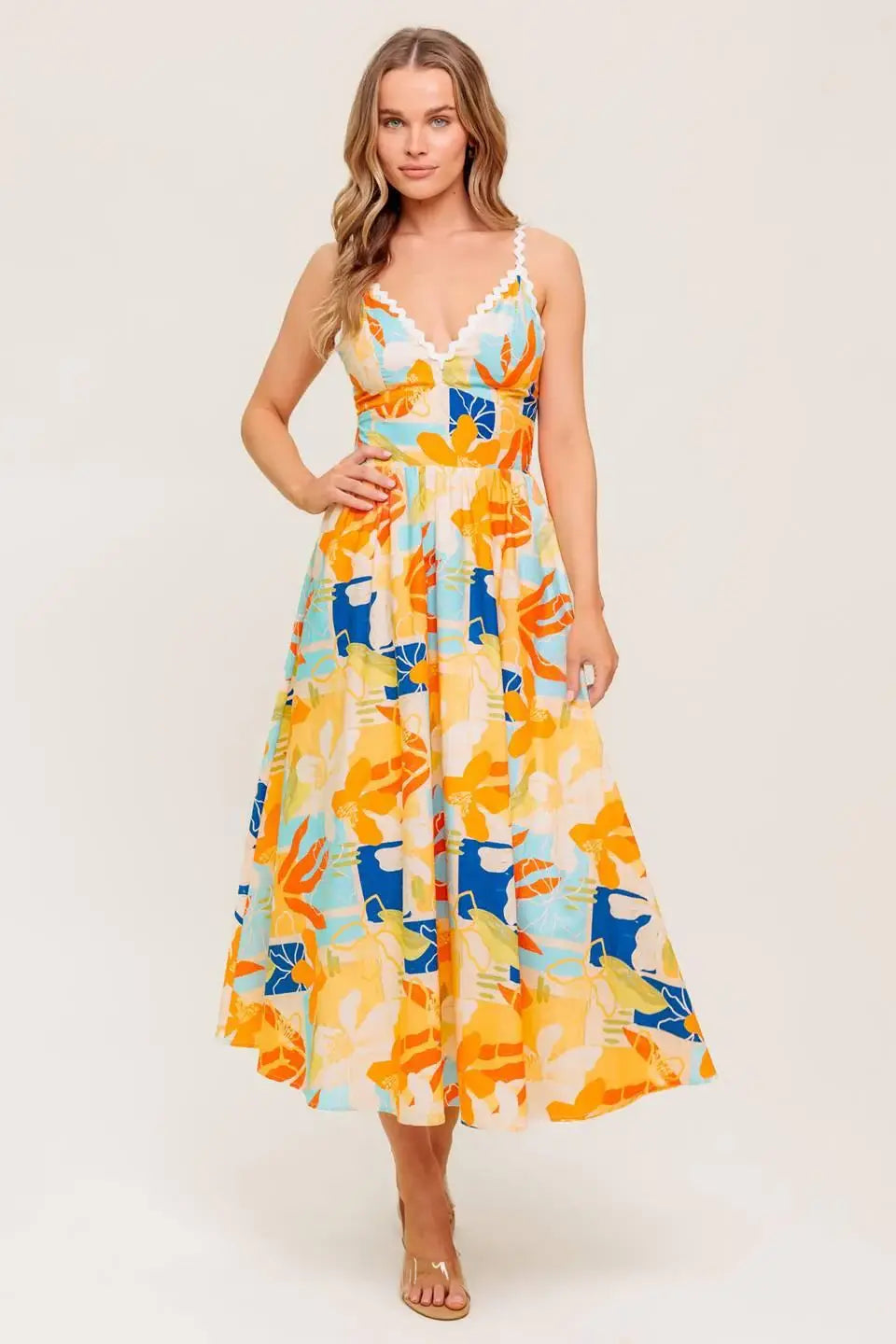 DAWN PETAL KISS WOVEN MIDI DRESS - Flying Tomato - Flyclothing LLC