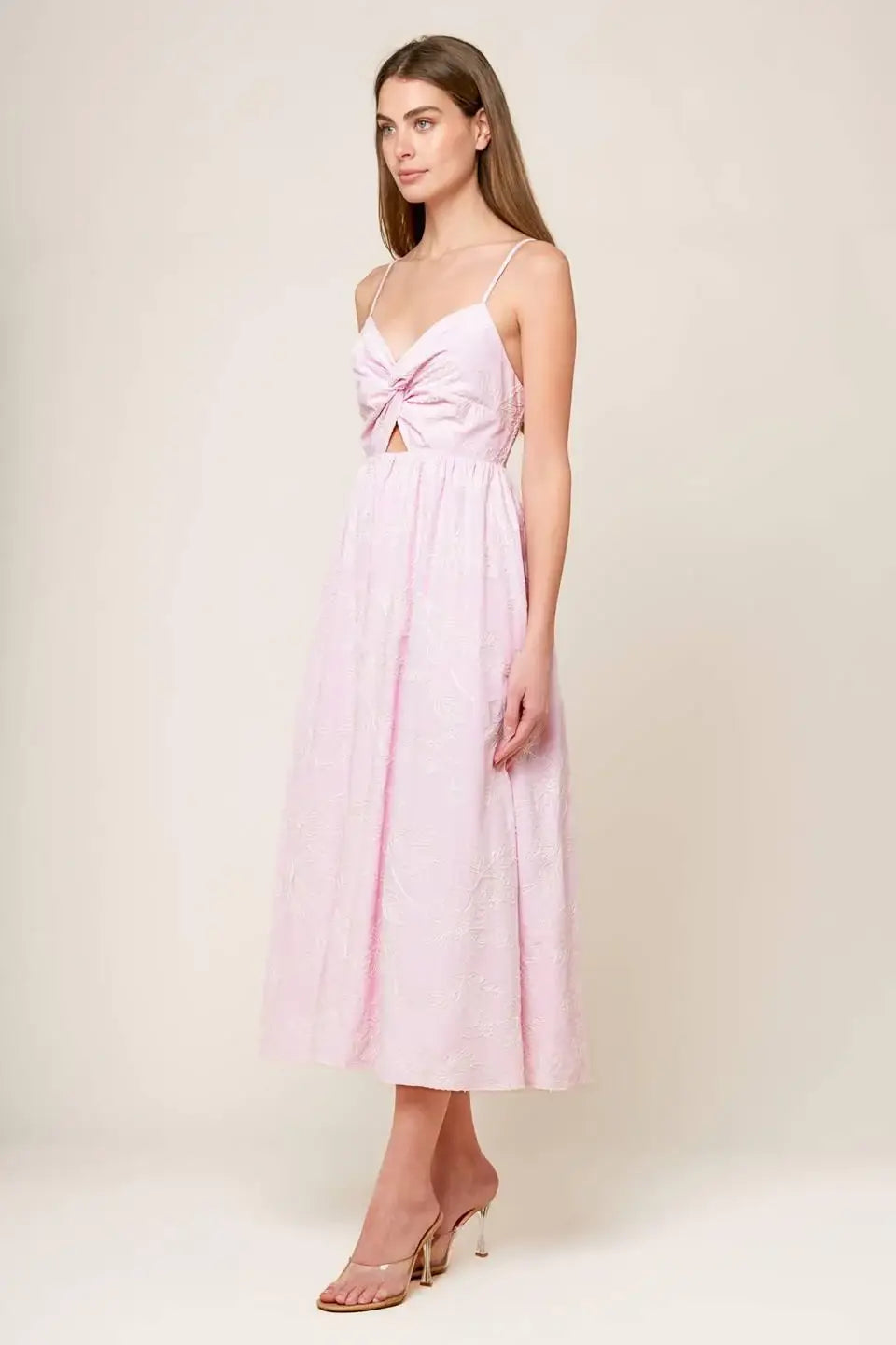 ALONG THE SHORE PINK WOVEN MIDI DRESS - Flying Tomato - Flyclothing LLC