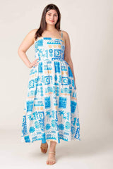 FLOWER GIRL BLUE WOVEN MIDI DRESS - Flying Tomato - Flyclothing LLC