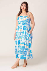 FLOWER GIRL BLUE WOVEN MIDI DRESS - Flying Tomato - Flyclothing LLC