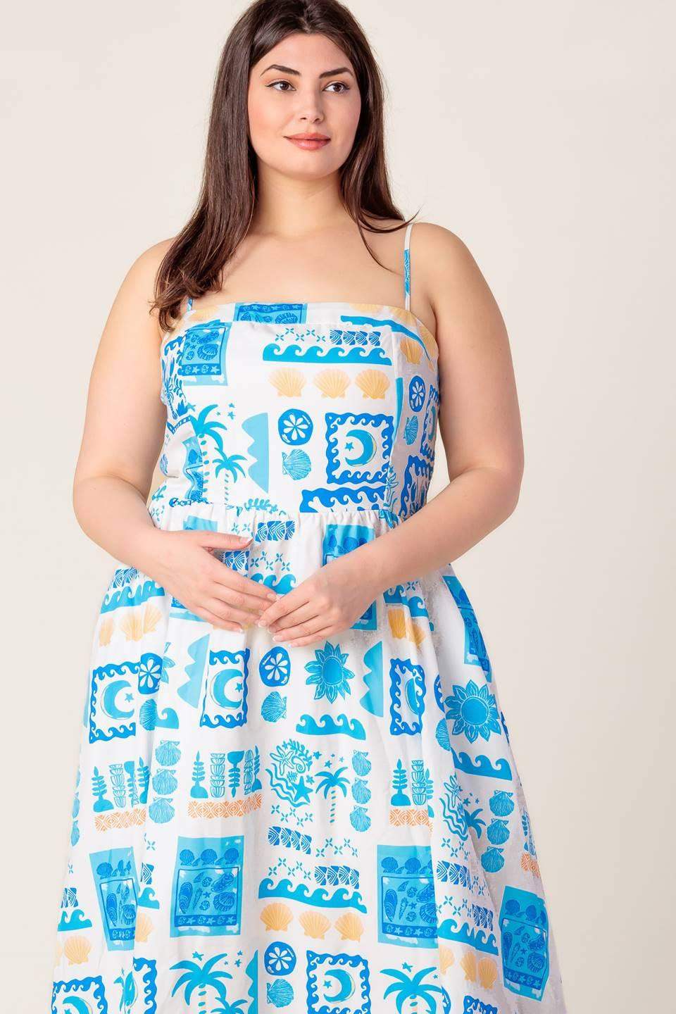 FLOWER GIRL BLUE WOVEN MIDI DRESS - Flying Tomato - Flyclothing LLC