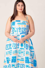 FLOWER GIRL BLUE WOVEN MIDI DRESS - Flying Tomato - Flyclothing LLC