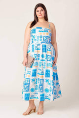 FLOWER GIRL BLUE WOVEN MIDI DRESS - Flying Tomato - Flyclothing LLC