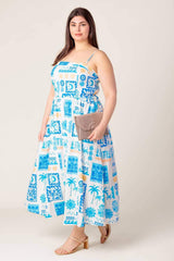 FLOWER GIRL BLUE WOVEN MIDI DRESS - Flying Tomato - Flyclothing LLC