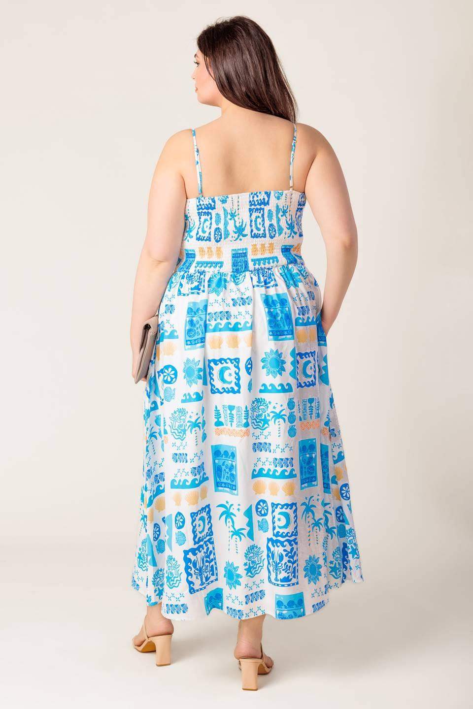 FLOWER GIRL BLUE WOVEN MIDI DRESS - Flying Tomato - Flyclothing LLC