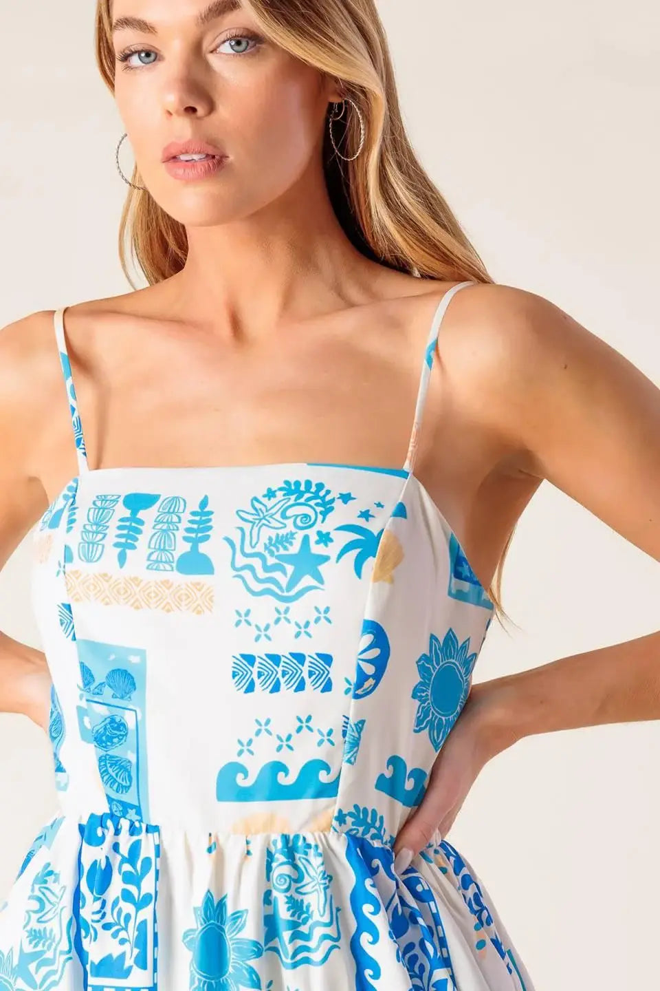 FLOWER GIRL BLUE WOVEN MIDI DRESS - Flying Tomato - Flyclothing LLC