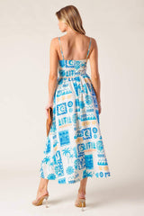 FLOWER GIRL BLUE WOVEN MIDI DRESS - Flying Tomato - Flyclothing LLC