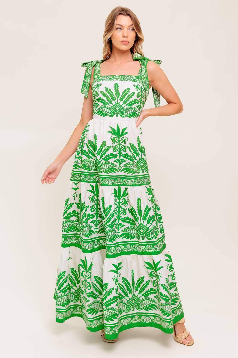 DREAM WALKER OLIVE WOVEN MAXI DRESS - Flying Tomato - Flyclothing LLC