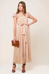 FROLIC THROUGH FIELDS WOVEN MIDI DRESS - Flying Tomato - Flyclothing LLC