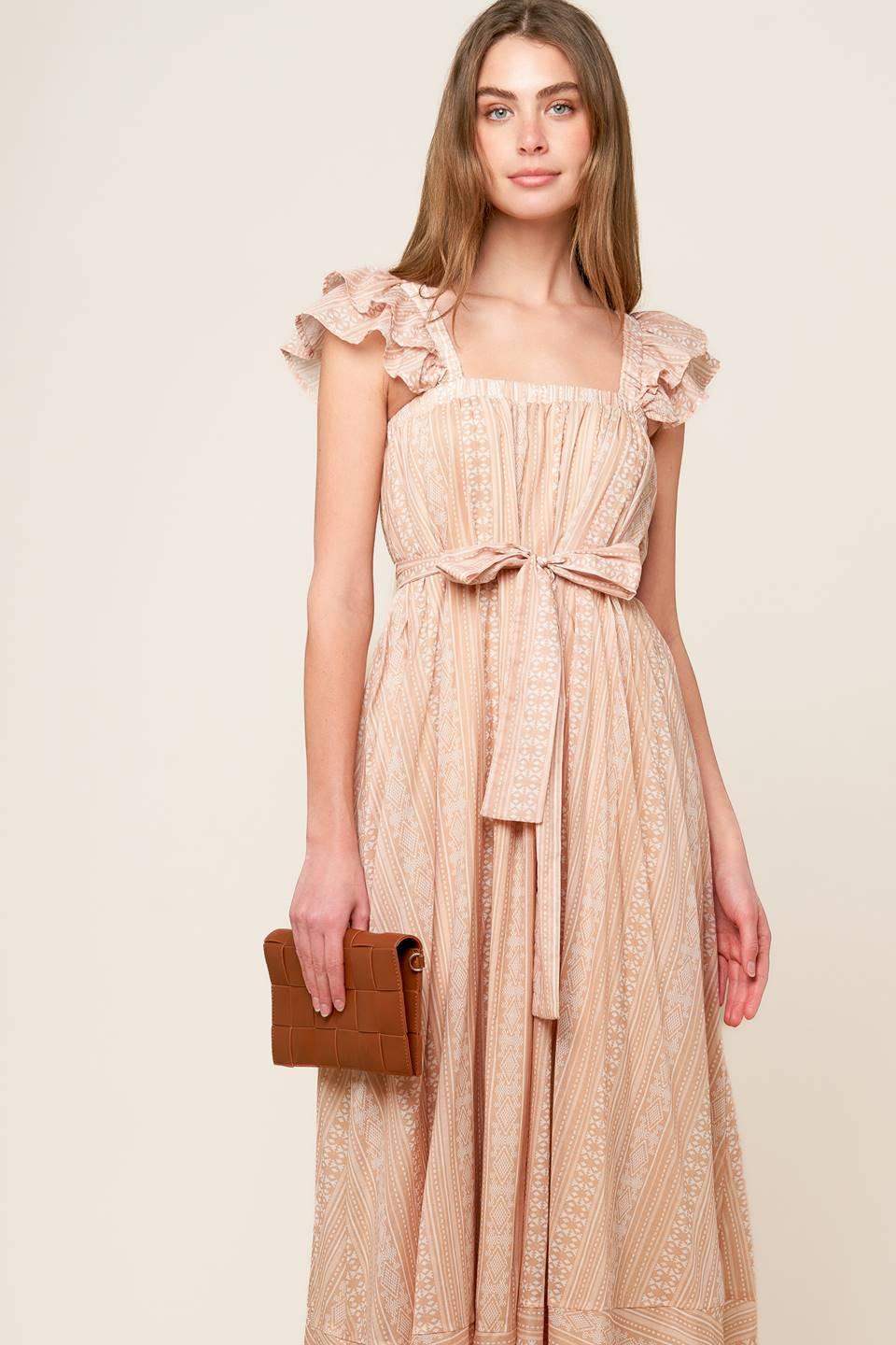 FROLIC THROUGH FIELDS WOVEN MIDI DRESS - Flying Tomato - Flyclothing LLC