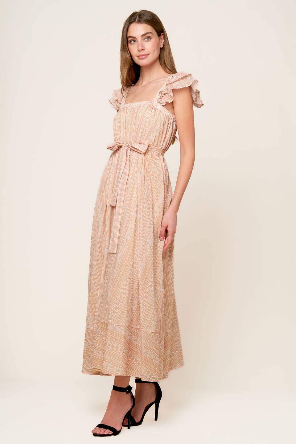 FROLIC THROUGH FIELDS WOVEN MIDI DRESS - Flying Tomato - Flyclothing LLC