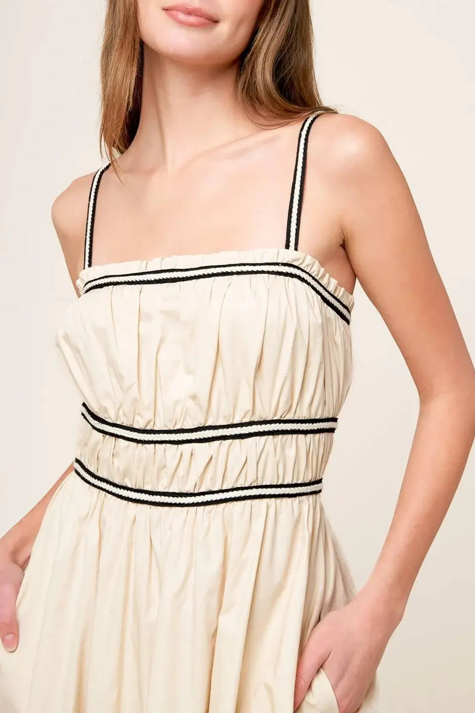 TERRIFIC TIMING CREAM WOVEN MIDI DRESS - Flying Tomato - Flyclothing LLC